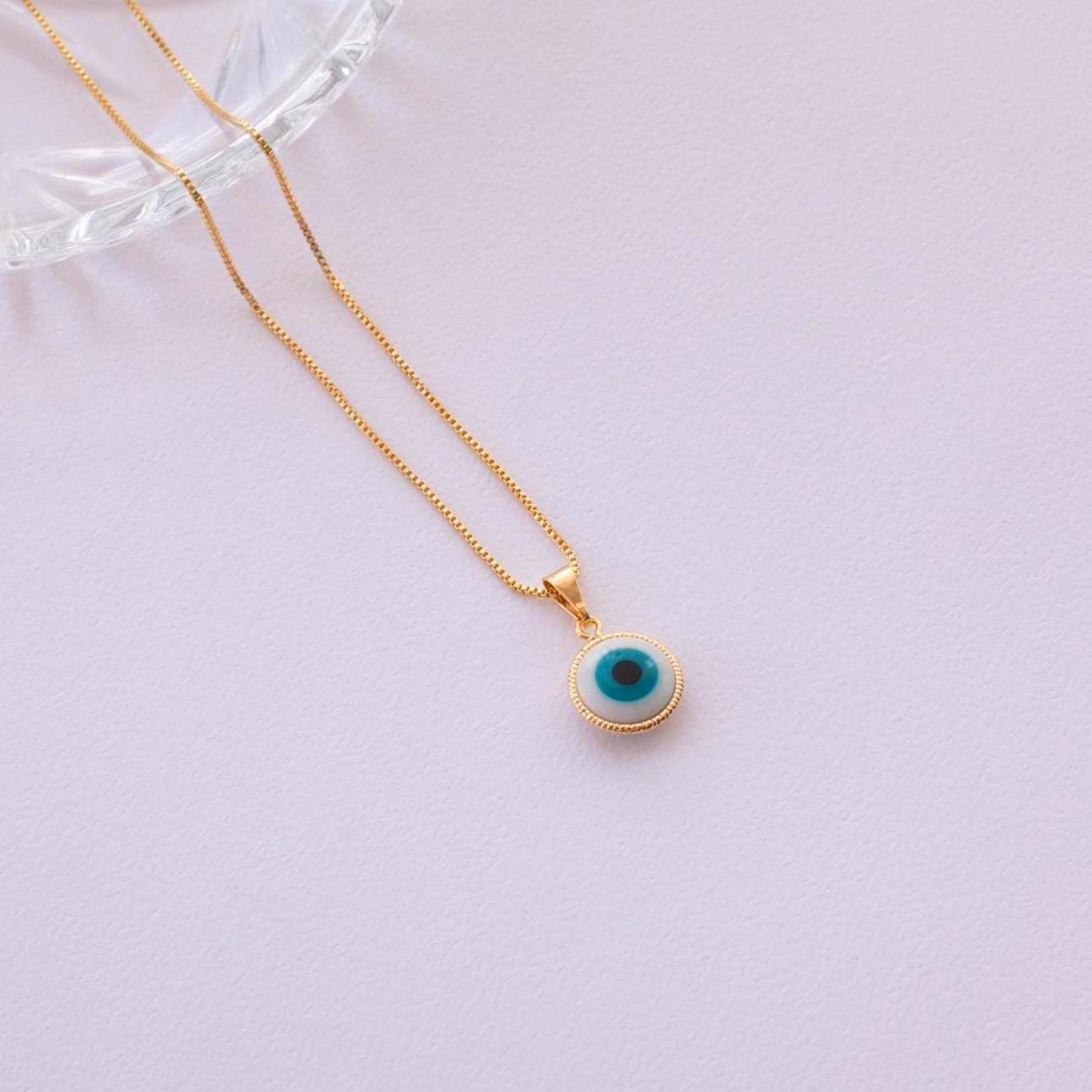 Minimal Evil Eye Pendant Necklace