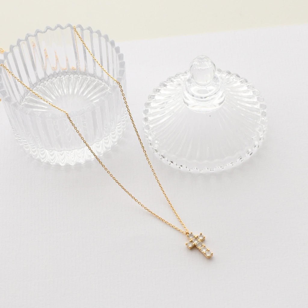 Dainty Crystal Cross Necklace