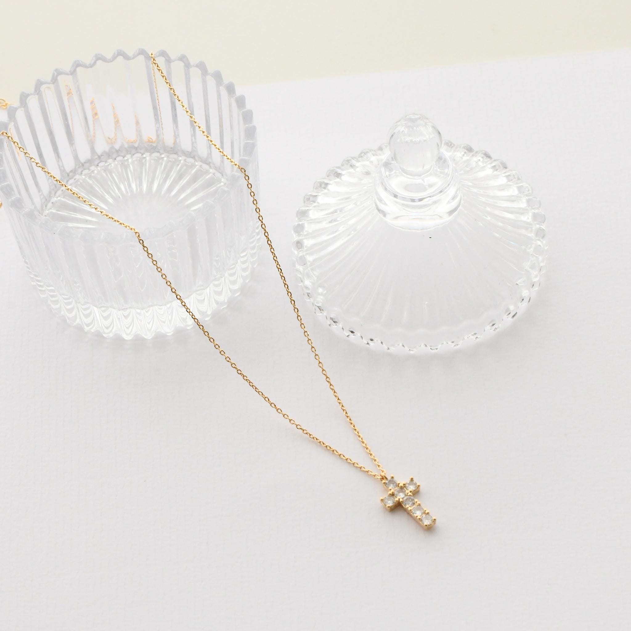 Dainty Crystal Cross Necklace