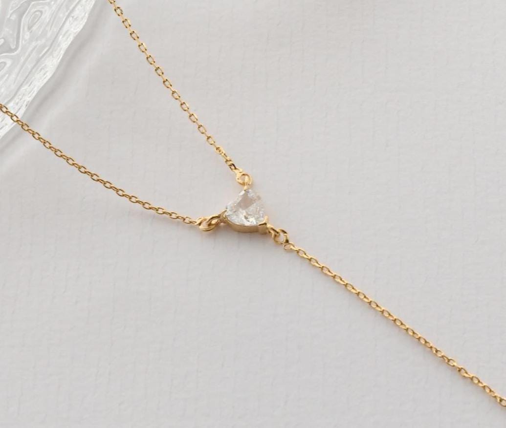Crystal Heart Lariat Necklace