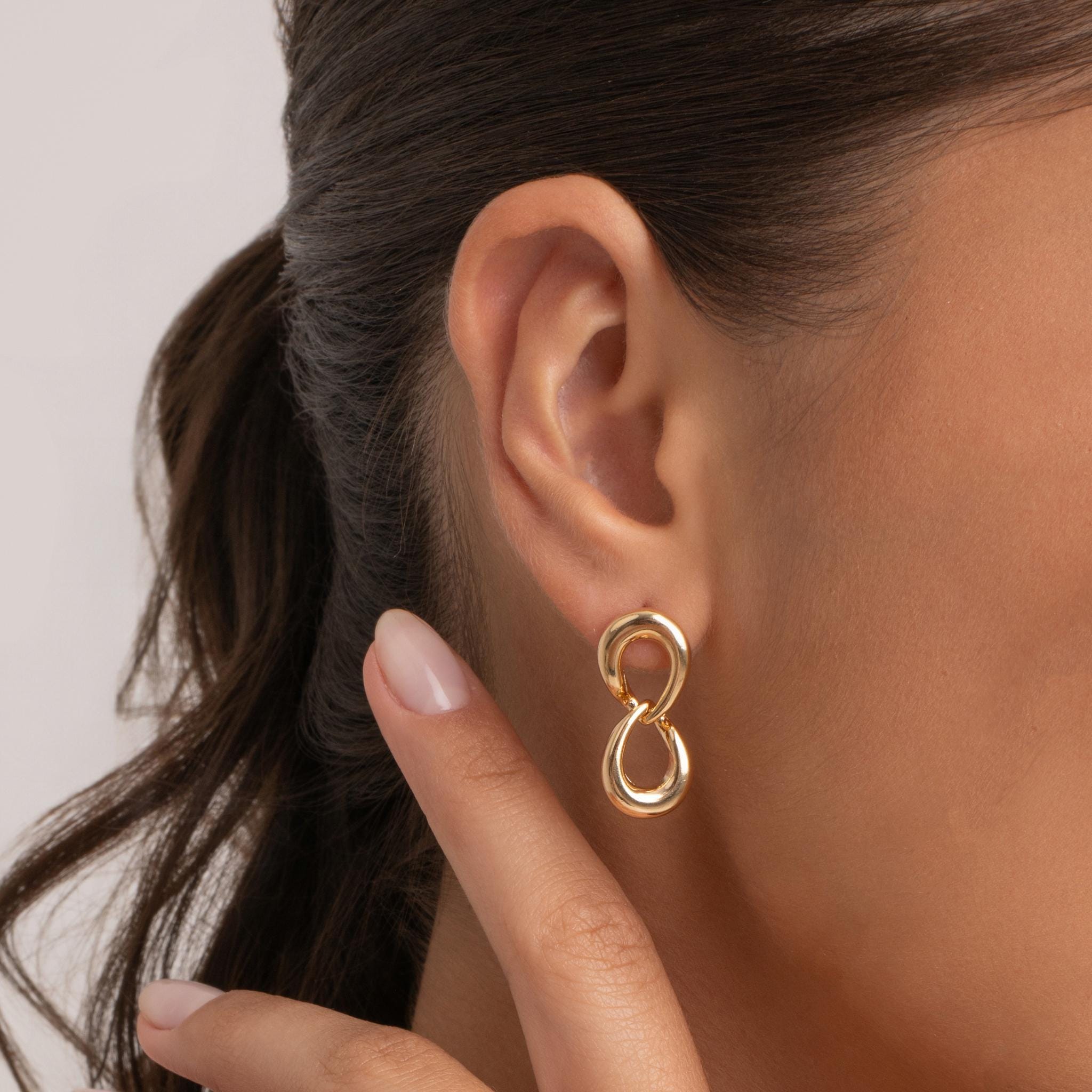 Double Teardrop Gold Earrings