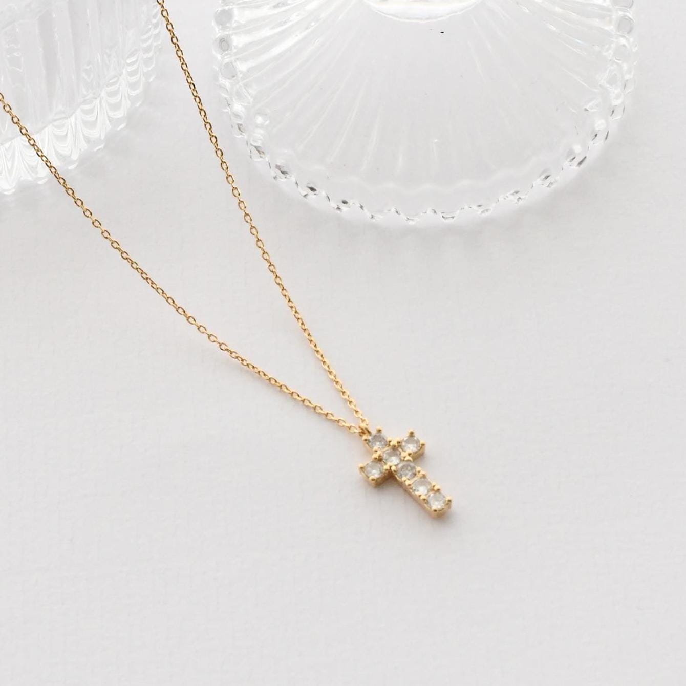 Dainty Crystal Cross Necklace