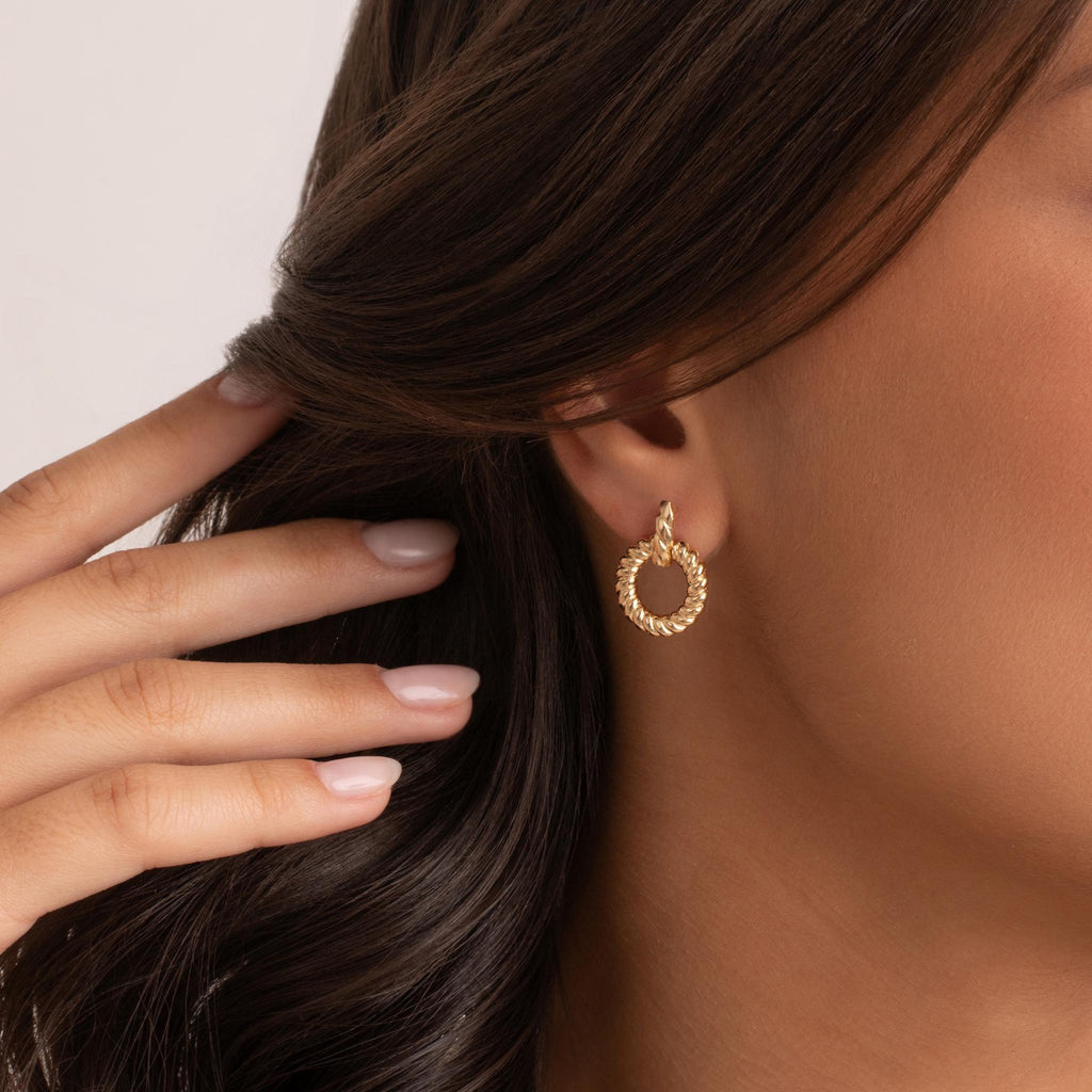 Textured Gold Circle Earrings