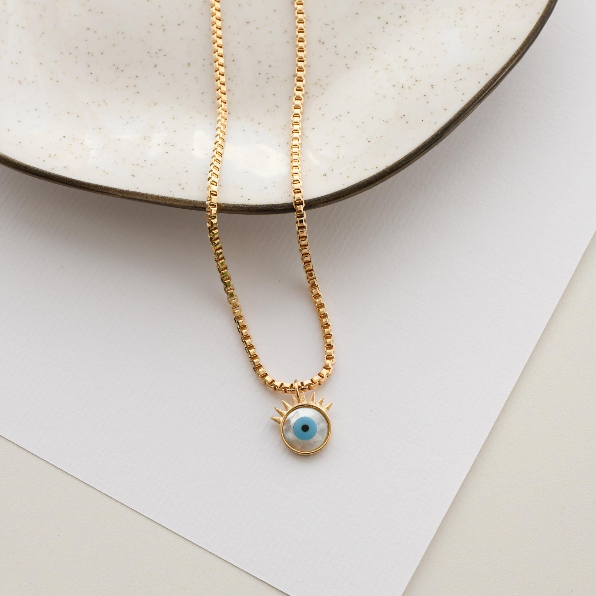Radiant Evil Eye Mother-of-Pearl Necklace