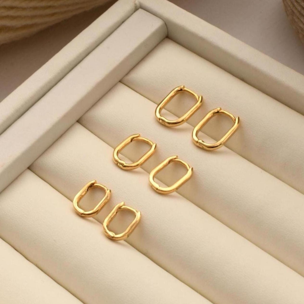 Minimal Rectangular Huggie Earrings