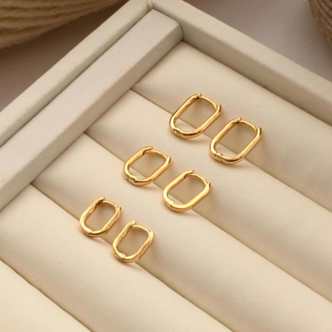 Minimal Rectangular Huggie Earrings