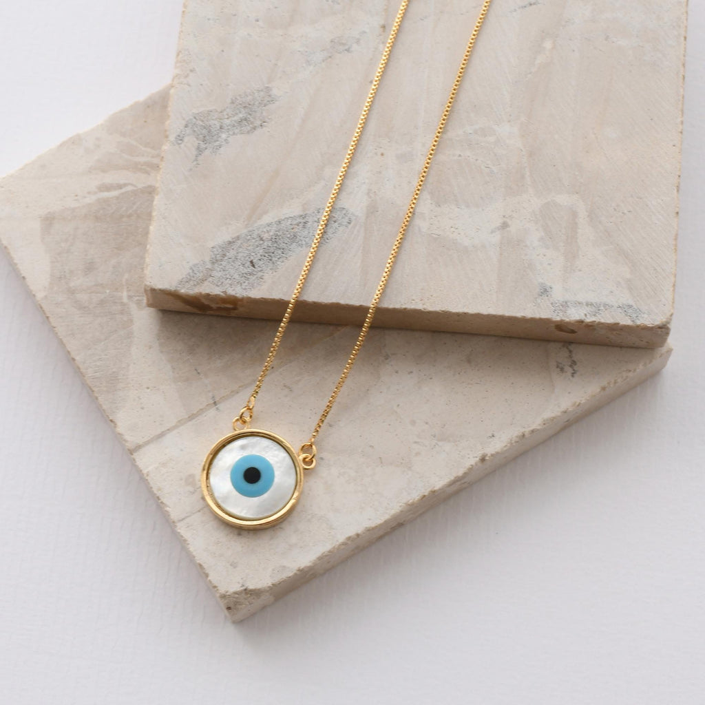 Mother-of-Pearl Evil Eye Necklace
