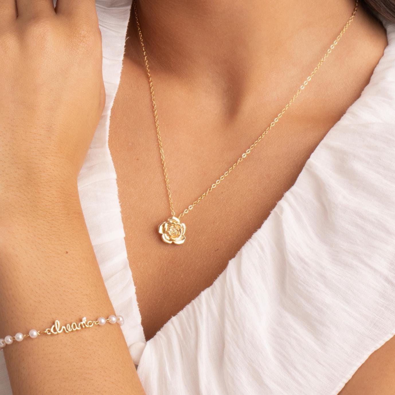 Dainty Rose Pendant Necklace