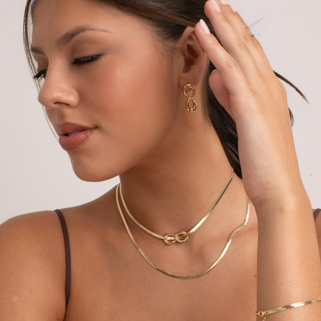 Infinity Link Herringbone Necklace