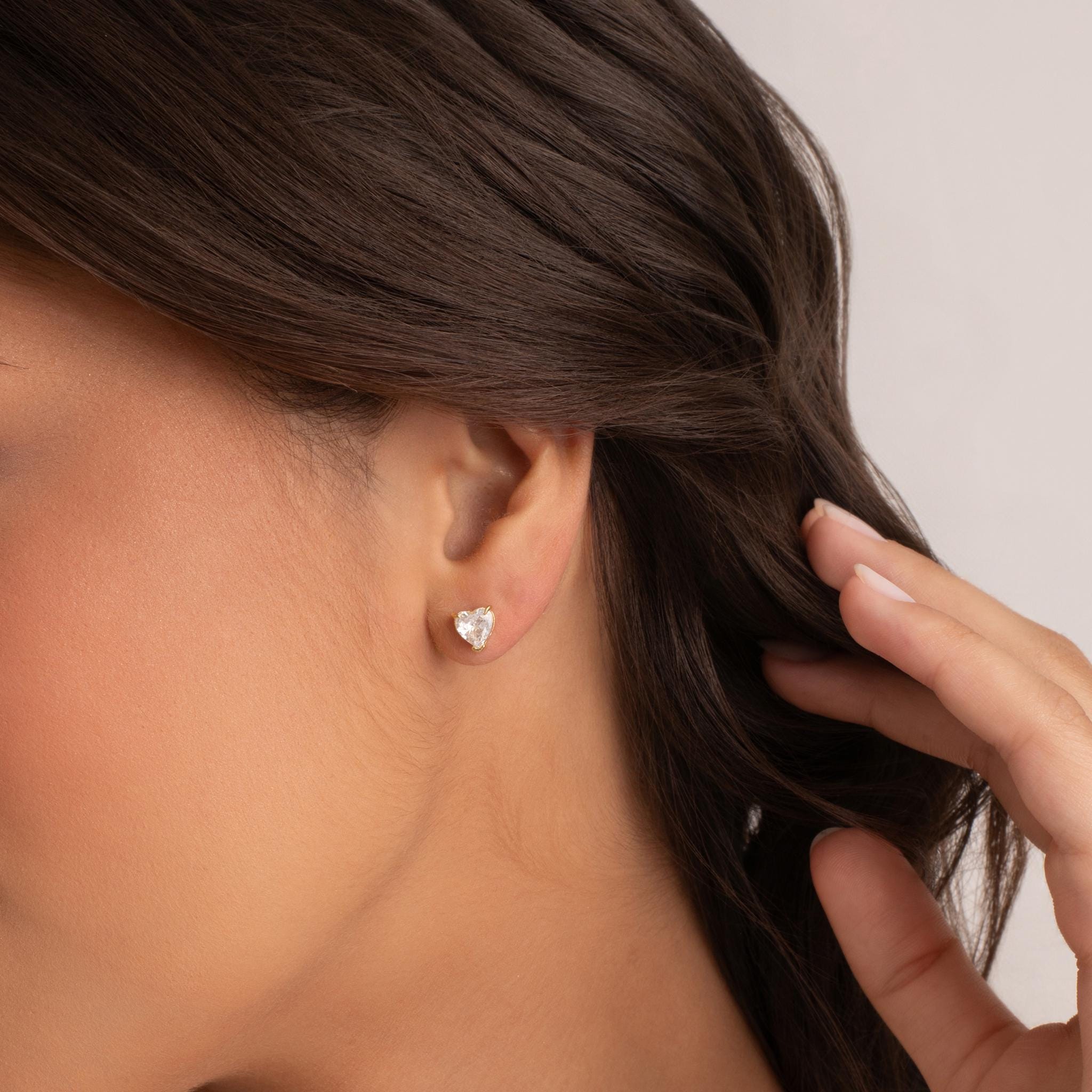 Crystal Heart Stud Earrings