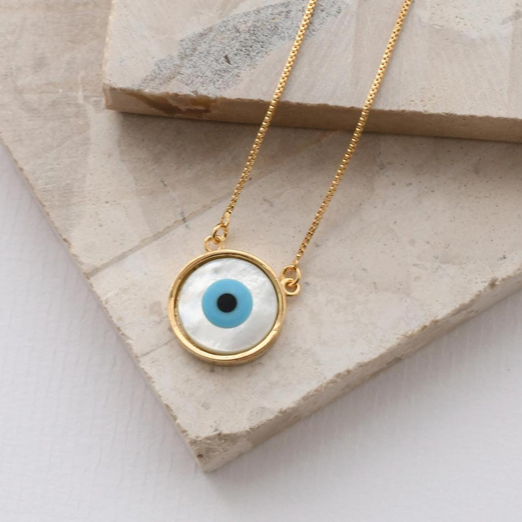 Mother-of-Pearl Evil Eye Necklace