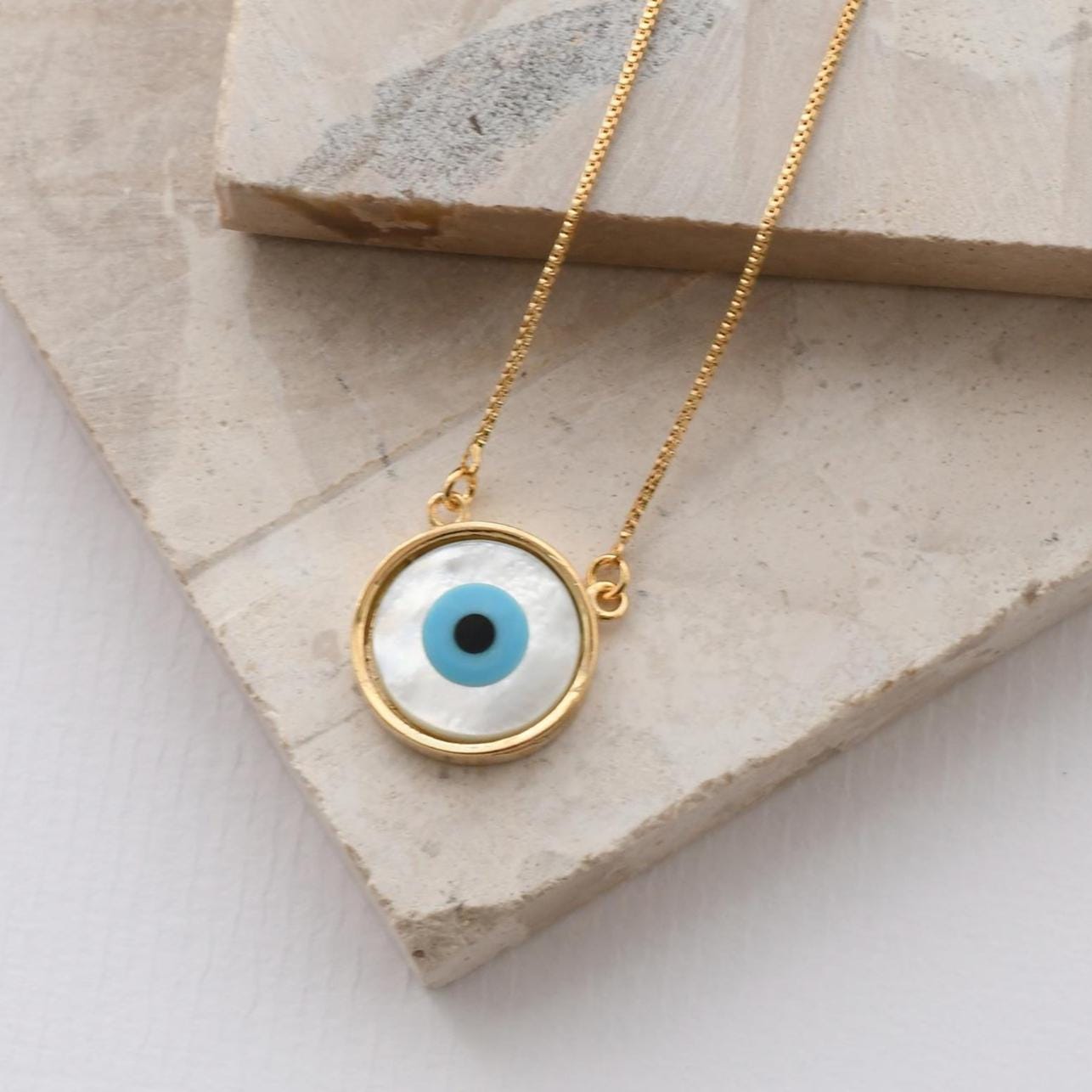 Mother-of-Pearl Evil Eye Necklace