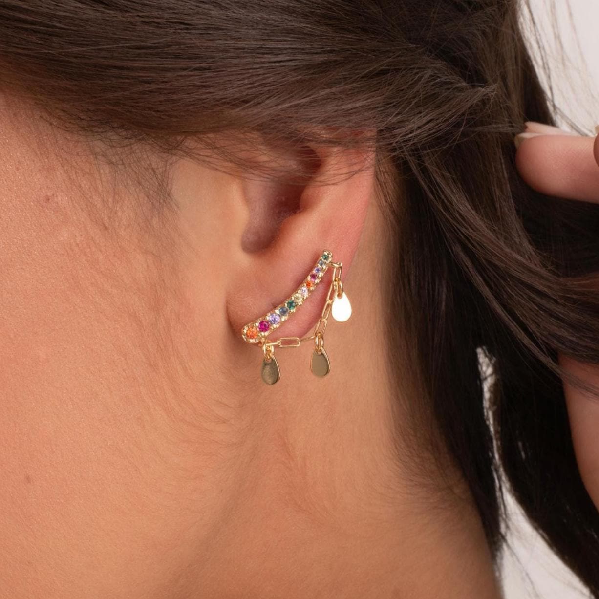 Rainbow Charm Ear Cuff