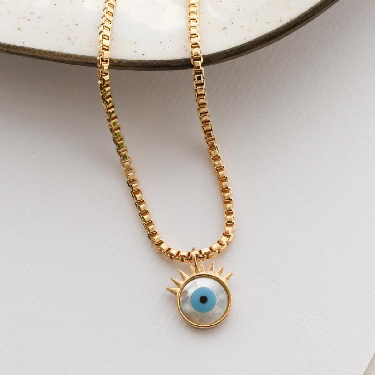 Radiant Evil Eye Mother-of-Pearl Necklace