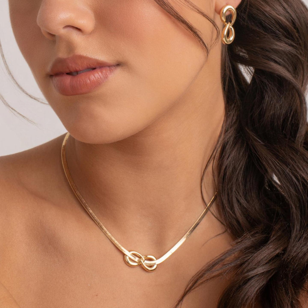 Infinity Link Herringbone Necklace