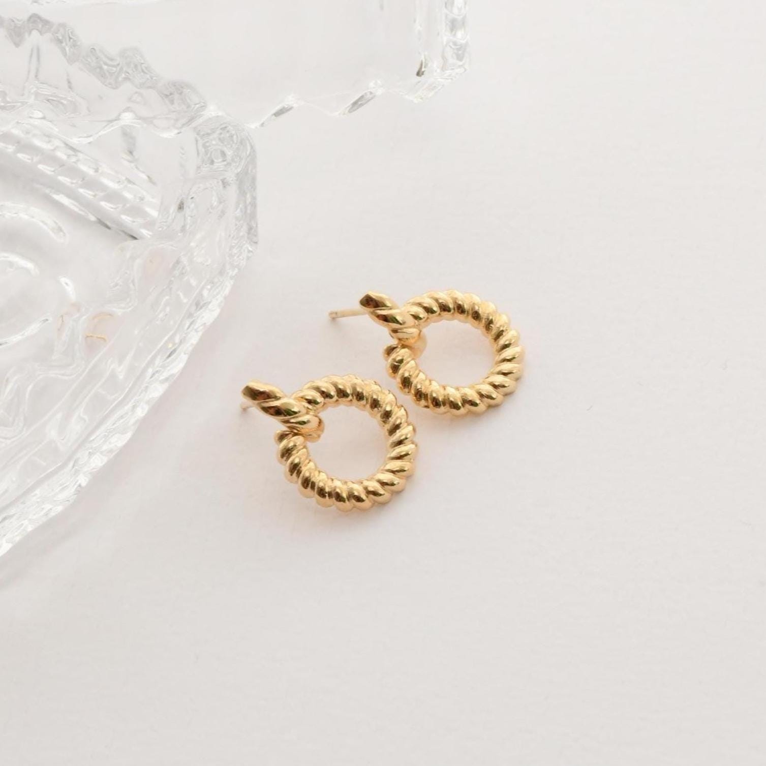 Textured Gold Circle Earrings