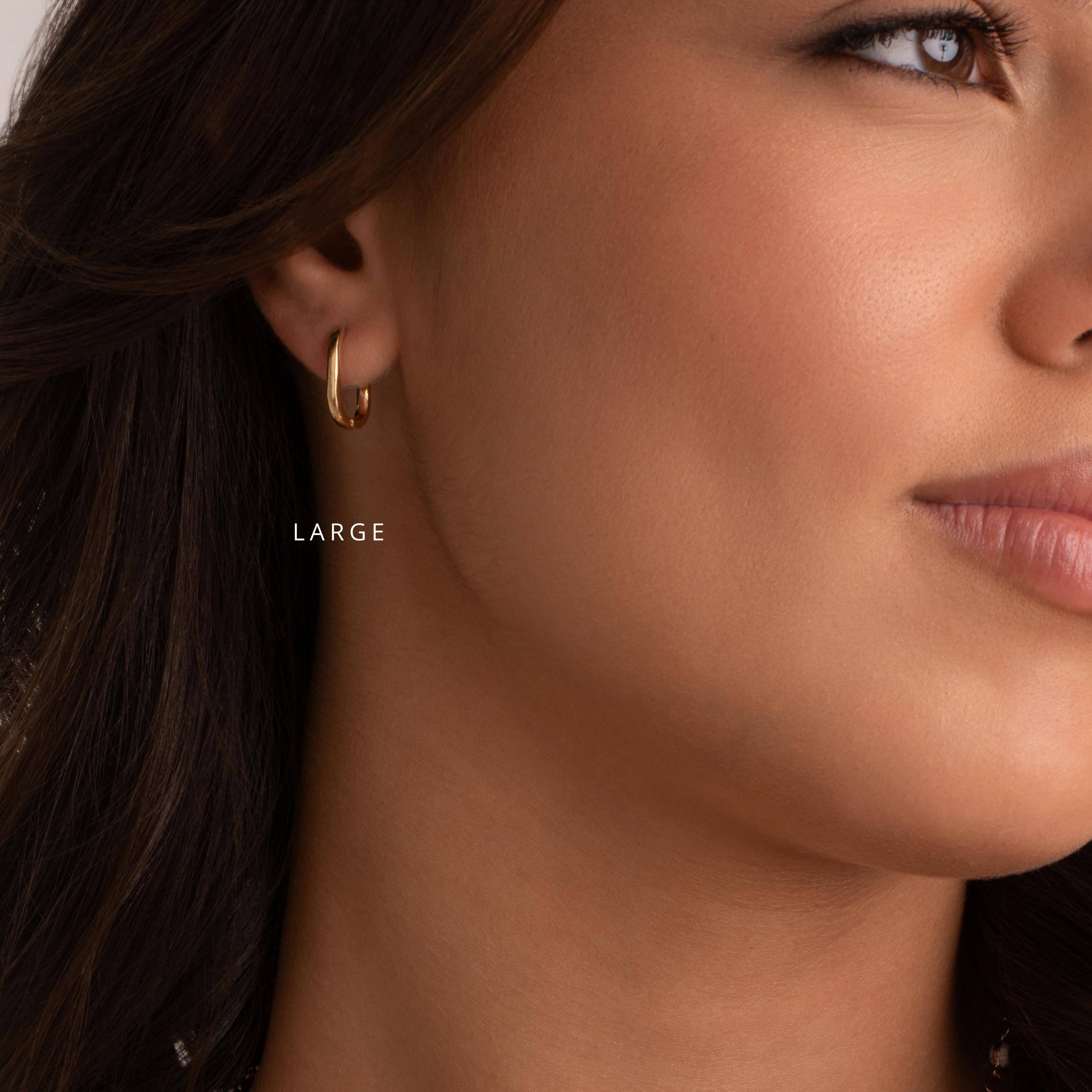 Minimal Rectangular Huggie Earrings
